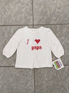 NWT Cherokee Baby “J’aime Papa” Long Sleeve Shirt Top White size 3–6 Months
